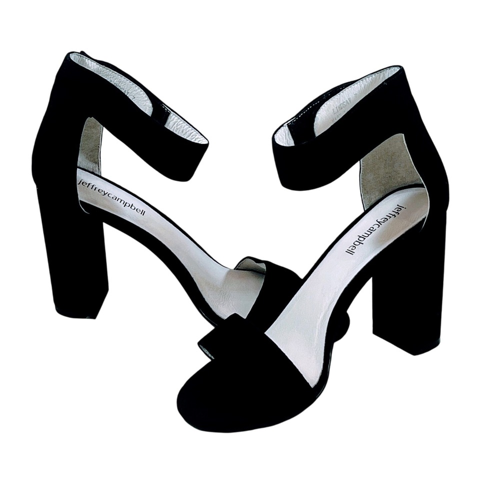 Jeffrey Campbell block heel suede shoes sandals Lindsay size 7 women ankle strap